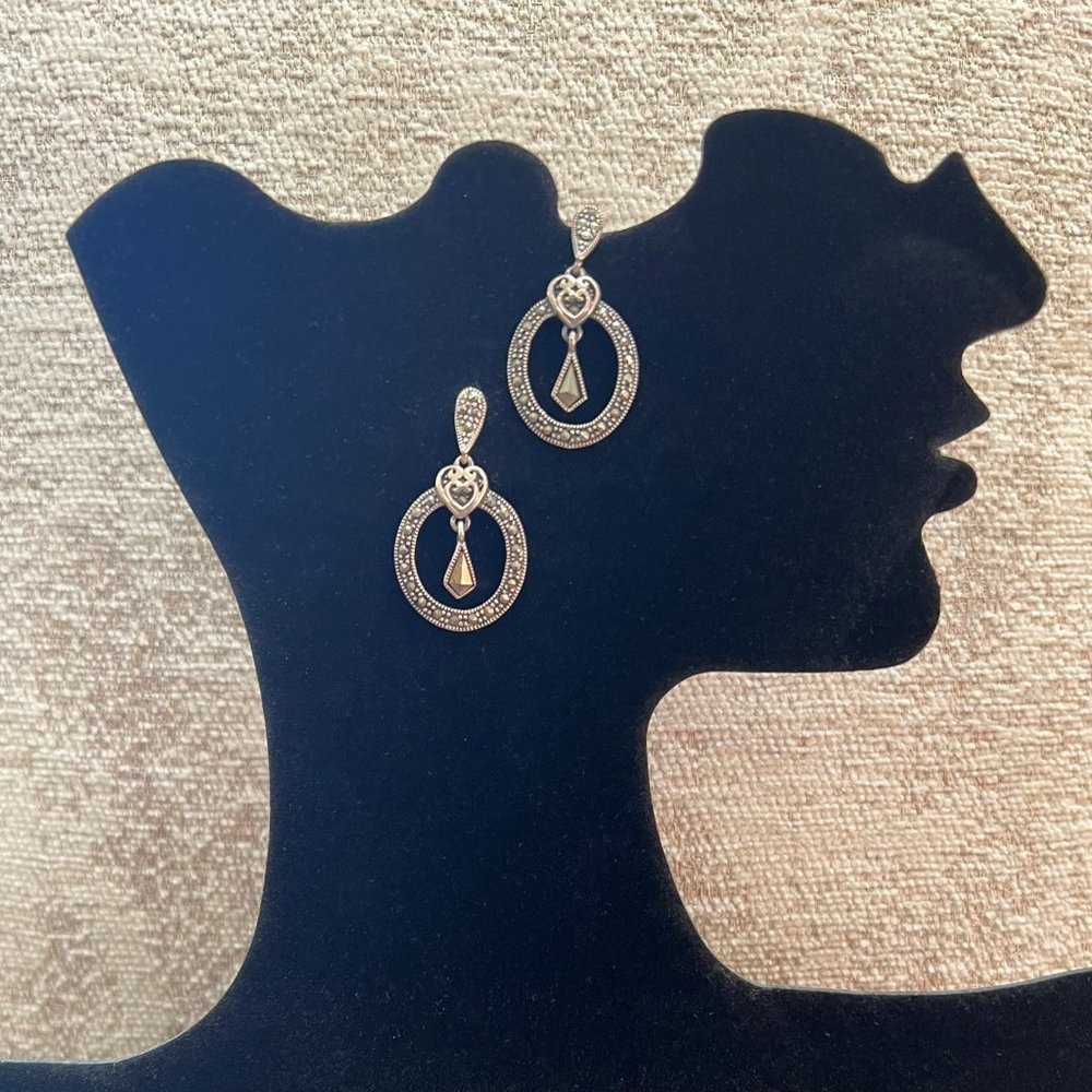 Sterling Silver and Marcasite post earrings